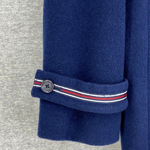 Tommy Hilfiger Wool Jacket Womens Small Blue Pea Coat Military Double Breasted - Picture 4 of 12